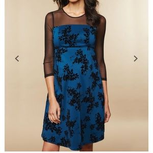Motherhood Maternity Blue Mesh Floral Dress S NWT